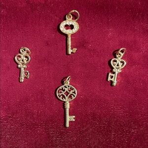 Gold Key Charm Necklace Pendant - Classic Key Design
